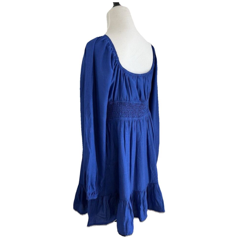Dokotoo L Milkmaid Mini Dress L Square Neck Lantern Sleeve Smocked Boho Coquette - Picture 6 of 15